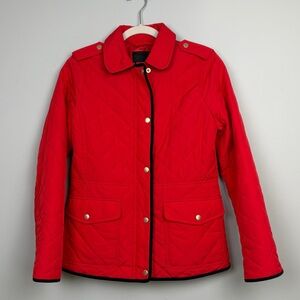 Talbots Red Quilted Jacket With Corduroy‎ Trim SZ XS